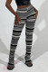 Black White Fashion Street Striped Print Patchwork Fold High Waist Speaker Full Print Bottoms