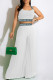 White Sexy Print Patchwork Spaghetti Strap Sleeveless Two Pieces