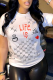 White Fashion Street Print Patchwork Letter O Neck T-Shirts