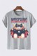 Grey Fashion Casual Character Print Letter O Neck T-Shirts
