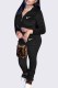 Black Fashion Street Print Fold Zipper Collar Long Sleeve Two Pieces