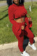 Red Sexy Solid Patchwork Hooded Collar Long Sleeve Two Pieces