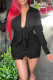 Black Sexy Solid Patchwork Buckle Fold U Neck Dresses