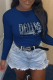 Navy Blue Fashion Vintage Print Patchwork Letter O Neck Tops