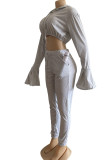 Red Sexy Solid Patchwork Hooded Collar Long Sleeve Two Pieces
