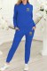 Blue Fashion Casual Print Letter Hooded Collar Long Sleeve Two Pieces
