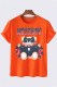 Orange Red Fashion Casual Character Print Letter O Neck T-Shirts