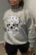 Grey Fashion Vintage Print Patchwork O Neck Tops