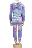 Multicolor Casual Street Letter Print Patchwork Hooded Collar Long Sleeve Two Pieces