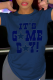 Navy Blue Fashion Vintage Print Patchwork Letter O Neck T-Shirts