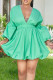 Green Casual Solid Patchwork V Neck Bud Dresses