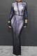 Black Fashion Casual Print Slit O Neck Long Sleeve Dresses