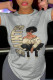 Grey Fashion Print Patchwork Letter O Neck T-Shirts