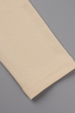 Orange Sexy Casual Solid Bandage V Neck Long Sleeve Two Pieces