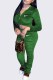 Green Fashion Street Print Fold Zipper Collar Long Sleeve Two Pieces