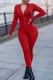 Red Fashion Sportswear Print Letter Zipper Collar Jumpsuits