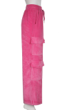 Pink Fashion Solid Patchwork Zipper Collar Long Sleeve Two Pieces