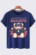 Deep Blue Fashion Casual Character Print Letter O Neck T-Shirts