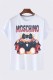 White Fashion Casual Character Print Letter O Neck T-Shirts