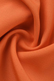Orange Yellow Fashion Casual Solid Patchwork Contrast Mandarin Collar Sleeveless Dress