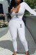 White Fashion Casual Print Letter V Neck Long Sleeve Two Pieces
