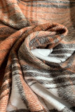 Brown Casual Print Patchwork Buckle Turndown Collar Tops