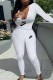 White Fashion Casual Print Letter V Neck Long Sleeve Two Pieces