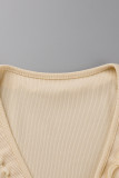 Orange Sexy Casual Solid Bandage V Neck Long Sleeve Two Pieces
