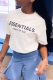 White Fashion Street Print Patchwork Letter O Neck T-Shirts