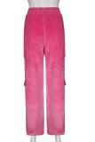 Pink Fashion Solid Patchwork Zipper Collar Long Sleeve Two Pieces