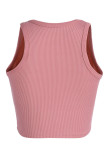 Pink Sexy Print Patchwork O Neck Tops