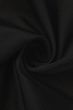 Black Sexy Casual Letter Print Patchwork Backless Spaghetti Strap Sleeveless Two Pieces