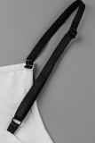 Black Sexy Casual Letter Print Patchwork Backless Spaghetti Strap Sleeveless Two Pieces