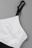 Black Sexy Casual Letter Print Patchwork Backless Spaghetti Strap Sleeveless Two Pieces