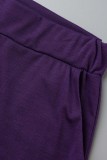 Pink Fashion Casual Solid Fold Regular High Waist Trousers