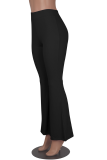 Pink Fashion Solid Patchwork Boot Cut High Waist Speaker Solid Color Bottoms