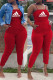 Burgundy Fashion Sexy Print Letter Spaghetti Strap Jumpsuits