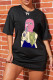 Black Fashion Casual Print Patchwork O Neck Short Sleeve Dress