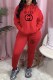 Red Fashion Street Print Letter Hooded Collar Long Sleeve Two Pieces