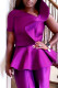 Purple Elegant Solid Patchwork Flounce Zipper Asymmetrical Collar Tops