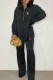 Black Fashion Casual Print Letter Turndown Collar Long Sleeve Two Pieces