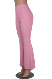 Pink Fashion Solid Patchwork Boot Cut High Waist Speaker Solid Color Bottoms