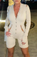 Light Apricot Sexy Solid Hollowed Out V Neck Skinny Rompers