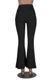 Pink Fashion Solid Patchwork Boot Cut High Waist Speaker Solid Color Bottoms