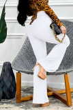 Pink Fashion Solid Patchwork Boot Cut High Waist Speaker Solid Color Bottoms