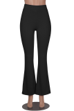 Pink Fashion Solid Patchwork Boot Cut High Waist Speaker Solid Color Bottoms