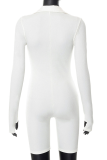 Light Apricot Sexy Solid Hollowed Out V Neck Skinny Rompers