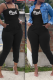 Black Fashion Print Patchwork Spaghetti Strap Skinny Jumpsuits
