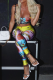 Yellow Sexy Print Patchwork Spaghetti Strap Sleeveless Two Pieces