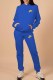 Blue Fashion Casual Print Letter Hooded Collar Long Sleeve Two Pieces